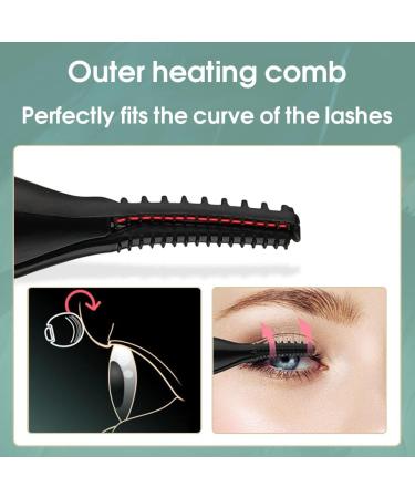 2-in-1 Electronic USB Eyelash Curler Woman 3 Temperature Mode Adjustable Heated Eyelashes Curling Tool Heating Black - Buy Online on GoSupps.com