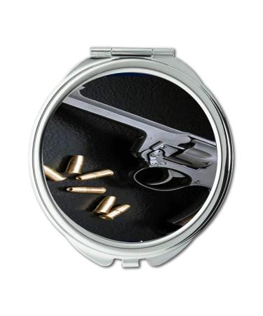 Mirror makeup mirror gun vault Round Mirror cool gun background pocket mirror portable mirror