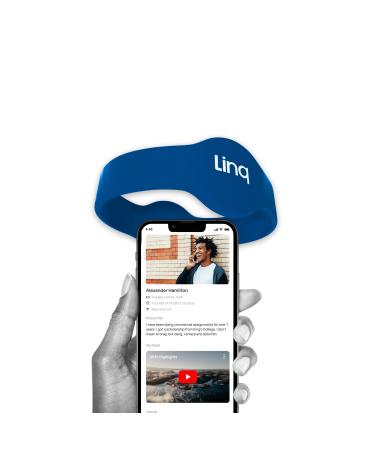 Linq Bracelet v3 - Smart NFC and QR Technology Band for Networking, Custom Links, Videos, and More (Blue)