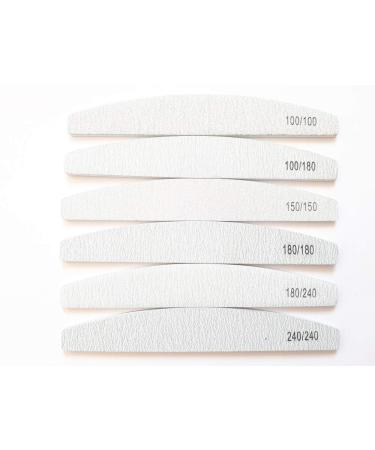 6X Nail Files Zebra Half Moon Shape Mixed Grit Double Sided Emery Board Pro File