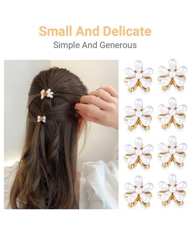 10 Pcs Mini Pearl Hair Claw Clips with Flower Design - Girls Dance Clips & Sweet Hair Accessories - Buy Online on GoSupps.com