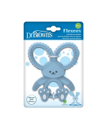 Dr. Brown's Flexees Beaded Teether Rings and Bunny Teether 4-Pack - Blue, Light Blue, Black | 100% Silicone, BPA Free, Easy to Hold | Encourages Self-Soothe | Ages 3m - Buy Online on GoSupps.com