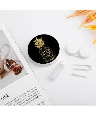 Be A Pineapple Gold Round Case For Contact Lens Kit Storage Box with Mirror Printed - Buy Online on GoSupps.com