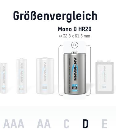 ANSMANN Rechargeable D Batteries 8500mAh - Pre-Charged NiMH Power Accu (4-Pack) | Professional Performance for Flashlights - International Shipping Available - Buy Online on GoSupps.com