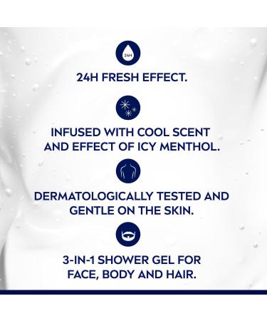 NIVEA MEN Cool Kick Body Wash | Men Shower Gel for Body Face and Hair 887 ml - Buy Online on GoSupps.com