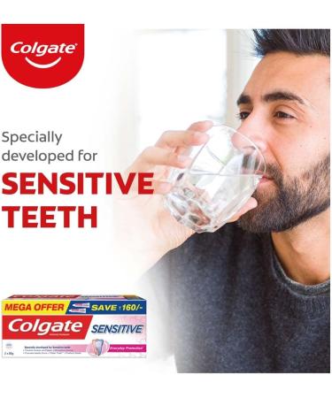 Colgate Sensitive Everyday Protection Toothpaste Combo Pack - 160g (80g X 2) for Sensitive Teeth & Healthy Gums | Cavities & Plaque Prevention - Buy Online on GoSupps.com
