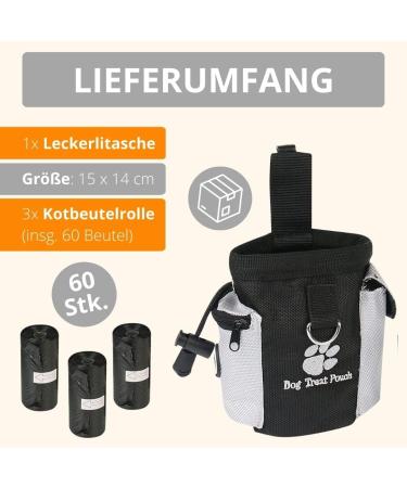 Amathing Dog Training Feed Bag - 60 Feces & Treats | 15x14 cm Black Clip & Stretch Opening - Buy Online on GoSupps.com