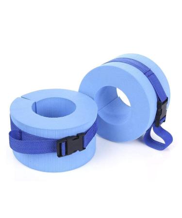 WYSRJ 2 PCS Foam Water Exercise Cuffs, Ankles Arms Belts with Quick Release Buckle Swim Arm Band Set for Swimming Fitness Exercise Workout Training Blue