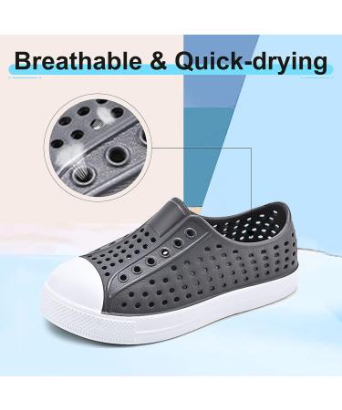 QLZ Kids Water Shoes - Slip-on Anti-Slip Beach Sandals for Boys & Girls - Lightweight & Quick Dry - Grey - Sizes Toddler to Big Kid - Buy Online on GoSupps.com
