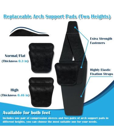 Buy Arch Support Sleeves for Flat Feet - Adjustable Compression Bands & Inserts for Plantar Fasciitis Relief - Pain Relief for Fallen & High Arches - Black - Buy Online on GoSupps.com