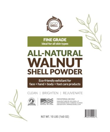Eco-Shell All-Natural Walnut Shell Powder Fine Grade Natural Product For Skin Exfoliation Body Scrub Foot Scrub 10 lbs (160 Oz) 10lb Fine
