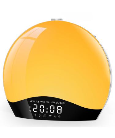 Bluetooth daylight alarm clock wake up light alarm clock with light sunrise sunset simulation bluetooth speaker 22 natural noises 20 brightness bedside lamp for children warm - Buy Online on GoSupps.com