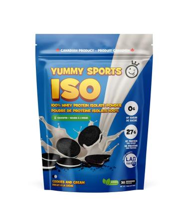 Yummy Sports Whey Protein Powder Isolate - 27g Protein Per Serving - Grass Fed Fast Absorbing Protein - Vegan Zero Sugar Keto Friendly Protein Supplement - 30 Servings 2 LBS - Cookies & Cream