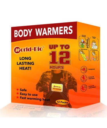 World-BIO Body Warmers for Cold Weather Heat Warmer Patch Disposable with Adhesive Backing Gives Hours Warm - 5/10/12/17/20/32/40 Packs Foot Warmer & Hand Warmers Long Lasting Safe Natural Odorless Body Warmer 12 Packs