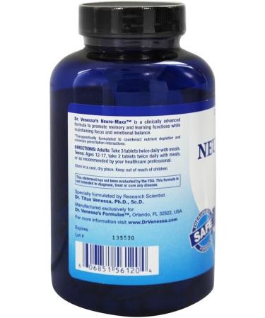 Dr. Venessa's Neuro-Maxx Tablets - 120 Count | Enhance Cognitive Function & Memory | Buy Online with International Shipping - Buy Online on GoSupps.com