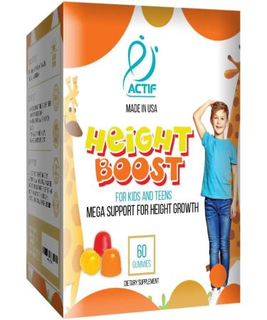 Actif Height Boost Mega Support for Kids and Teens - 60 Strawberry Gummies for Fast Height Growth | Height Supplement with 10+ Factors - Buy Online on GoSupps.com