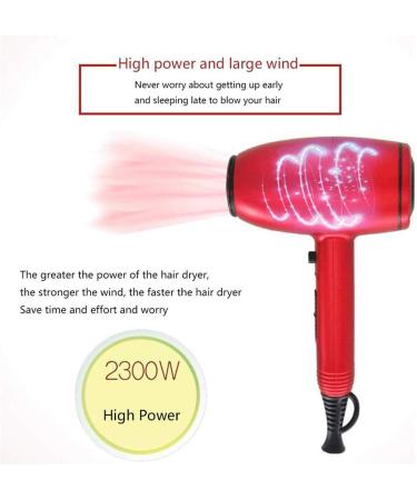 2300W Powerful Quick Drying Salon Professional Hair Dryer Compact Anti-frizz Ionic Household Hairdryer with Styling Nozzle and Diffuser Powerful AC Motor 2 Speed and 3 Heat Setting Red Small Gift - Buy Online on GoSupps.com