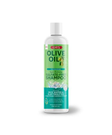 ORS Olive Oil Max Moisture Super Hydrating Sulfate-Free Shampoo  Infused with Rice water and Electrolytes for Supercharged Hydration & Growth (16.0 oz)