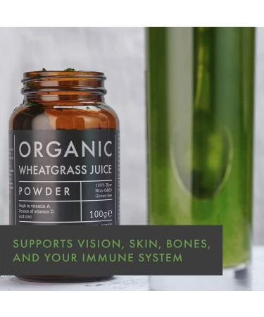 KIKI Health Organic Wheatgrass Juice Powder 100g - High Chlorophyll & Vitamin Content for Immune System, Vision & Skin - Non-GMO & Gluten Free - Buy Online on GoSupps.com