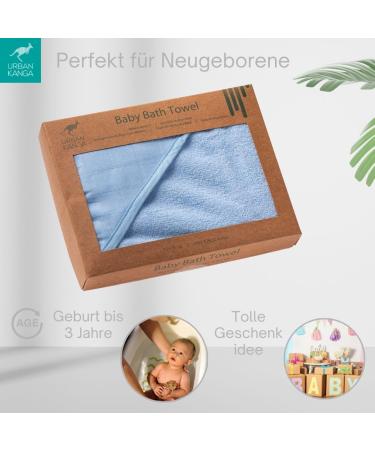 Urban Kanga Hooded Towel for Babies - Double-Sided Oeko-Tex Cotton Muslin Bath Towel (Crystal Blue) - Ship Internationally - Buy Online on GoSupps.com