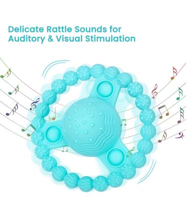 Baby Teething Toy for 0-6-12 Months - Egg & Ring Design Teether and Rattle Toy Gift for Newborns - Blue - Buy Online on GoSupps.com