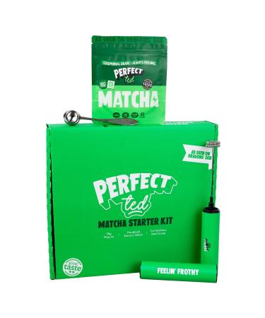 Perfect Ted Modern Matcha Starter Kit | Includes 30g Organic Ceremonial Matcha Powder Matcha Spoon Electric Handheld Milk Frother - Buy Online on GoSupps.com