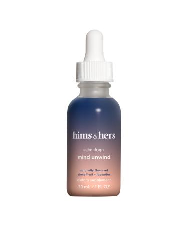 hims & hers Mind Unwind Calm Drops - Destressing Drops for Adults - Aswaghanda and Chamomile