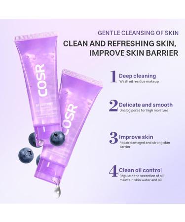 Gentle Face Cleanser Hydrating Facial Cleanser for Sensitive Skin with Blueberry Ceramides and Asiatica Cartel Barrier Repair Hydrating Face Wash for Dry Skin Oil Skin and Sensitive Skin - Buy Online on GoSupps.com
