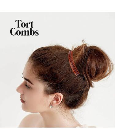 HD Novelty Set of 4 7cm Tort Plain Hair Combs Slides - French Side Combs & Twist Comb Hair Clips for Girls Women - Brown - Buy Online on GoSupps.com