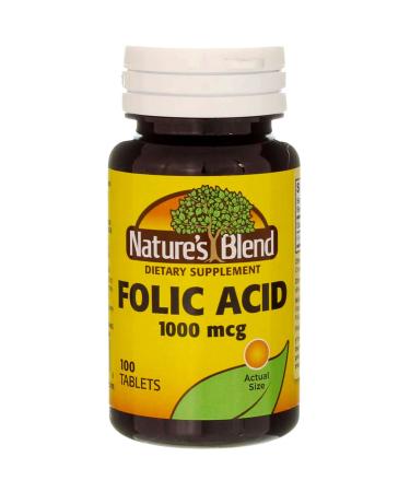 Nature s Blend Folic Acid 1000mcg Tablets 100 Count (6 Pack)