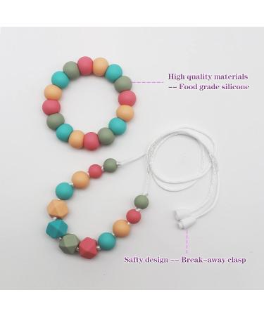 2 Pack Baby Teething Necklace Set for Mom and Toddler - Sensory Chew Necklaces for Anxiety Relief and Teething - Nursing Bracelet Included - Buy Online on GoSupps.com