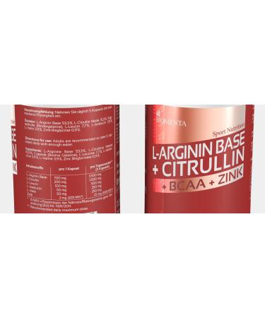 Biomenta L-Arginine + Citrulline Capsules - High Dose 150mg | Premium Arginine Citrulline Blend with BCAAs & Zinc for Enhanced Performance - International Shipping - Buy Online on GoSupps.com