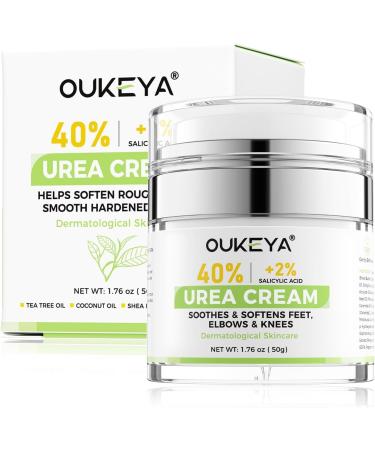 OUKEYA OUKEYA Urea Cream 40% with Salicylic Acid 2% for Dry Feet Heels Elbows and Hands Moisturizes and Eliminates Calluses Corns and Dead Skin Softens Nails 50g