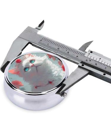 Blue Eyes Cat Portable Metal Pill Box | Round Mini 3-Compartment | Travel-Friendly Hinged Fastening Design | Ideal for Small Pills - Buy Online on GoSupps.com