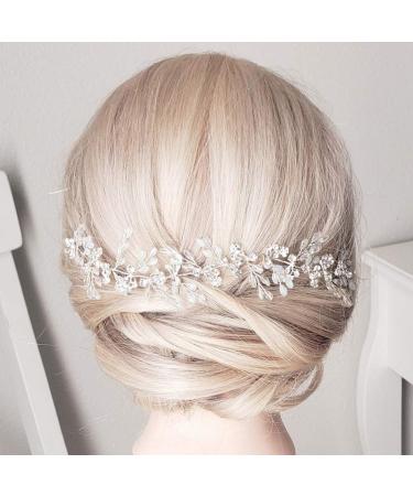 Bridal Rhinestone Hair Pieces Flower Hairband Crystal Hair Vine Headpiece Wedding Hair Jewelry Decoration for Women Girl Lady (Silver) - Buy Online on GoSupps.com