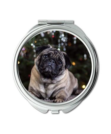 Mirror Compact Mirror Pug Dog Portrait Cute Animal Pet Pocket Mirror portable mirror