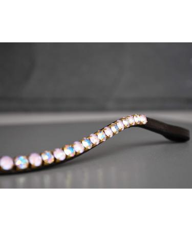 Happiness Hinge Forehead Straps 'Lavender' with Pink Glitter Stones & Crystal - Curved Design | WB XL Black Leather - Buy Online on GoSupps.com