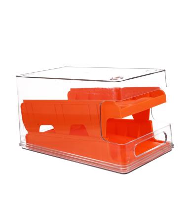 jojofuny 1pc Storage Box Plastic Food Containers Refrigerator Egg Storage Bins Fridge Storage Container Snack Orange 30.3X16CM