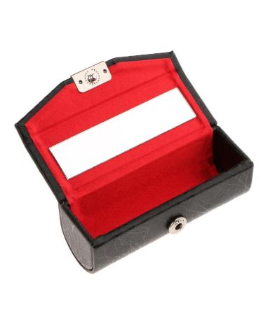 Milageto PU Leather Lipstick Case Holder with Mirror Inside & Magnetic Buckle Closure - Black
