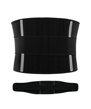 Waist Support Belt Reflective Lumbar Wrap Lower Back Support | Multipurpose Waist Supports Workout Back Brace for Outdoor Activities Black XL - Buy Online on GoSupps.com