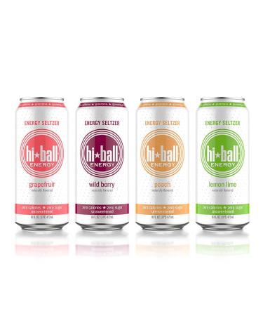 Hiball Clean Energy Seltzer Water 8-Pack - Caffeinated Sparkling Water with Vitamin B12 & B6 - Sugar-Free Variety Pack - 16 Fl Oz x 8 - Buy Online on GoSupps.com