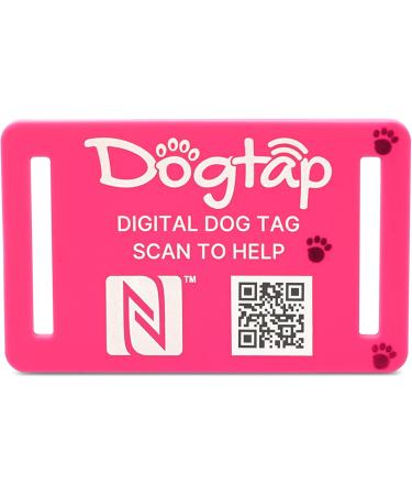 DogTap Light Big - Digital NFC & QR Code Dog Tag for Medium to Large Dogs | Waterproof Silicone | 67x40mm Pink - Buy Online on GoSupps.com