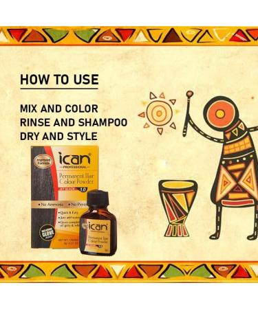 ICAN PERMANENT HAIR COLOR POWDER NO AMONIA NO PEROXIDE (1.0 JET BLACK) - Buy Online on GoSupps.com