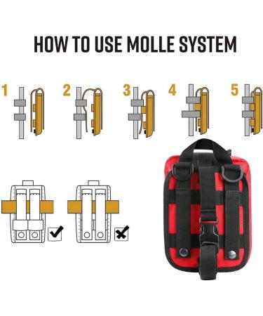 1000D Molle RIP Away Tactical First Aid Pouch - Red | Camping Hiking Travel Bag - Buy Online on GoSupps.com