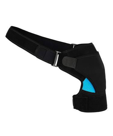 Shoulder Brace for Pain Relief | Adjustable Rotator Cuff Sleeve Wrap for Men & Women - Blue - Buy Online on GoSupps.com