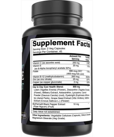 Best Naturals Day-to-Day Eye Support with Lutein Zeaxanthin Bilberry Extract Astaxanthin Lycopene Carrot Powder 90 Veg Capsules - Buy Online on GoSupps.com