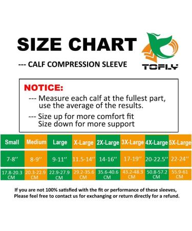 TOFLY Calf Compression Sleeve 20-30mmHg for Leg Support and Pain Relief - 1 Pair Footless Compression Socks - Men, Women, Plus Size S-5XL - Black - Buy Online on GoSupps.com