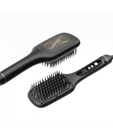 Hair Straightener Brush  Askera Negative Ion Ceramic Straightening Brush with 14 Temp Settings  Anti-Scald Feature & Temperature Lock & Auto-Off Function  Hot Comb with discolorable Back (Black Gold)