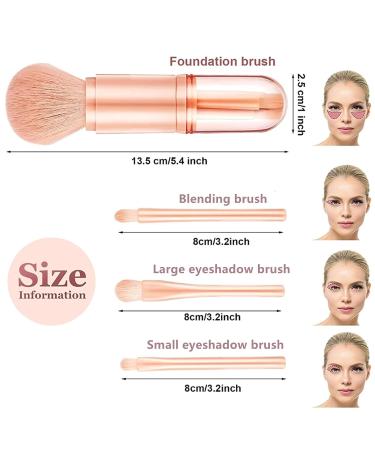 ABEUTY 4-in-1 Retractable Make-Up Brush Set - Multifunctional Portable Cosmetic Brushes for Travel (Pink) - Perfect Facial Powder & Eyeshadow Brush - Buy Online on GoSupps.com