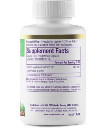 Buy Paradise Herbs Arjuna - 60 Vegetarian Capsules for Heart Health - Buy Online on GoSupps.com